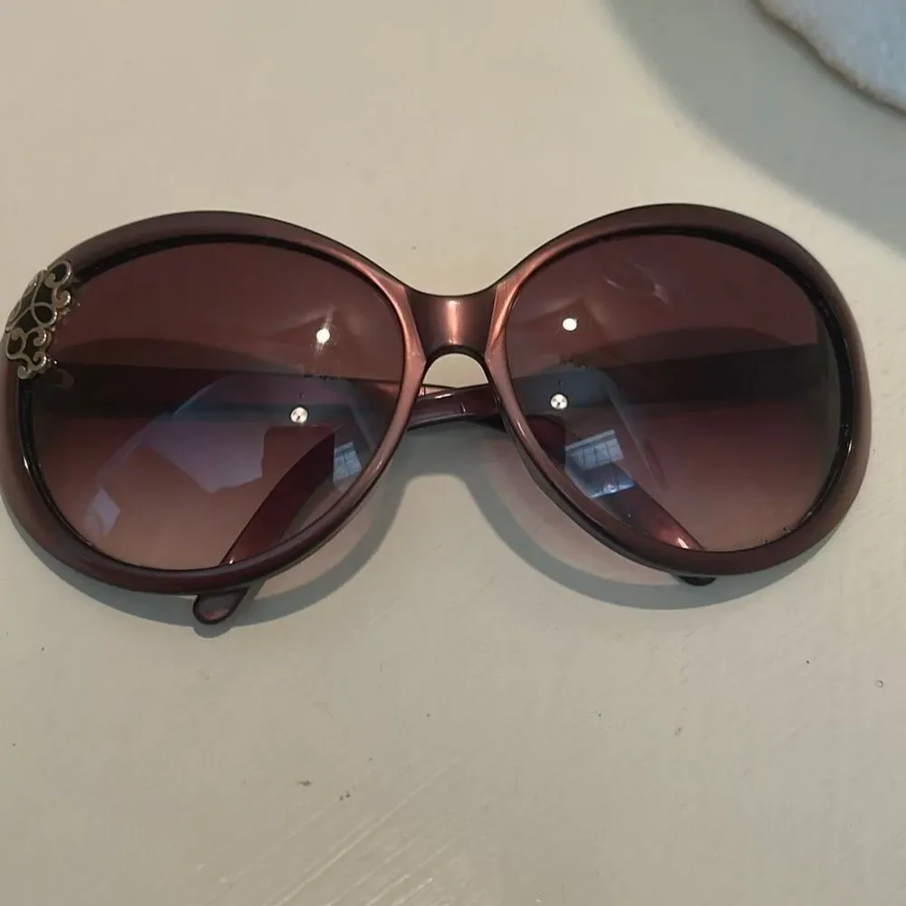 Yves Saint Laurent Paris Oversized Sunglasses Round 6136 Brownish Red Metallic